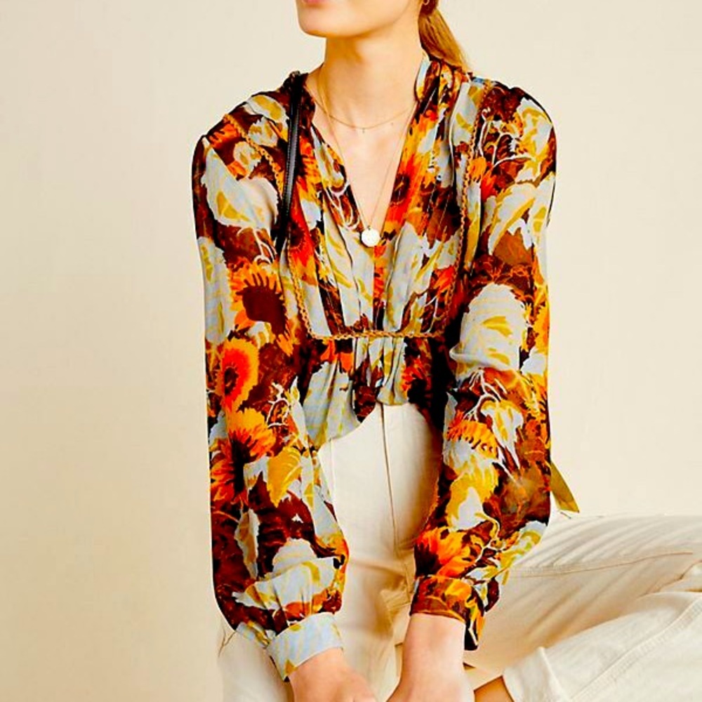 Anthropologie Bl*nk London Cordelia flowy tunic top, 3X, NWOT